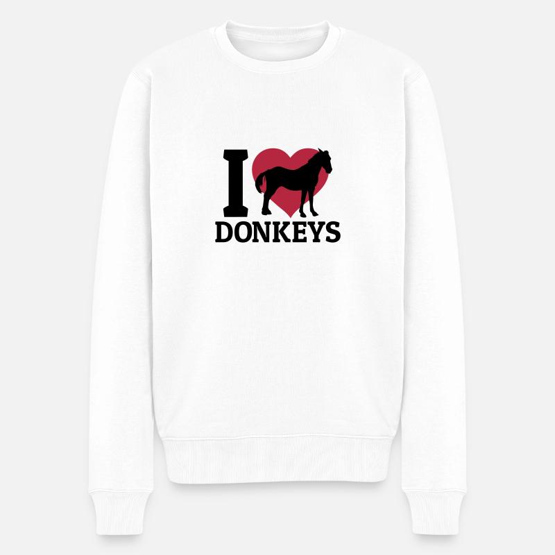 I love donkeys - Männer Premium Bio Pullover - Weiß