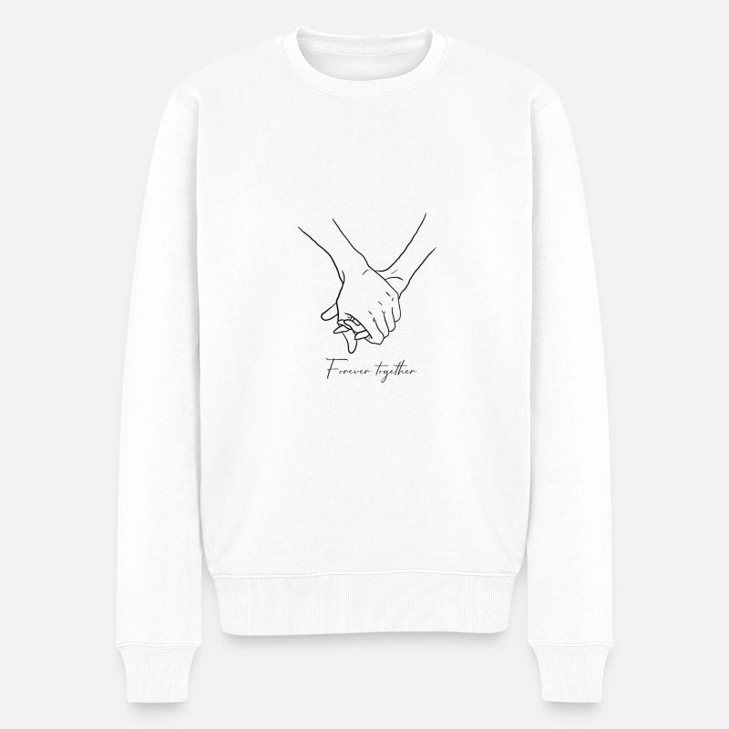 Forever together Hände Freundschaft - Männer Premium Bio Pullover - Weiß
