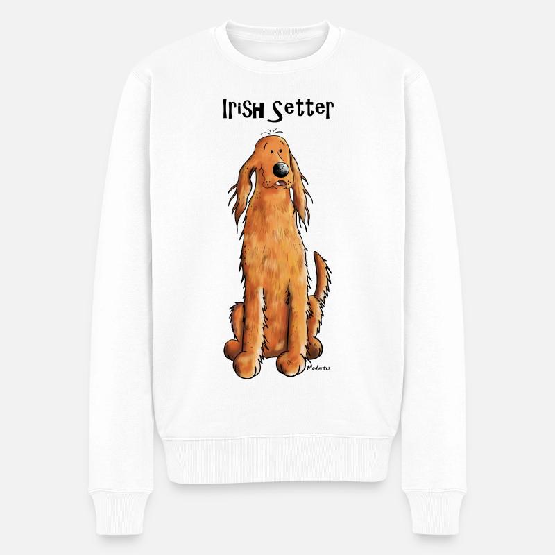 Happy Irish Setter - Männer Premium Bio Pullover - Weiß