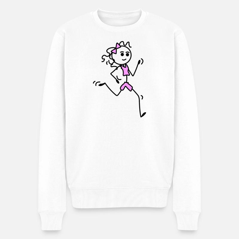 Je cours, coureuse avec nœud papillon - Pull Premium bio Homme - blanc