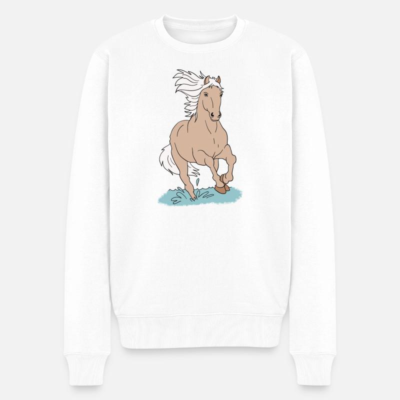 Pferd Pferde - Männer Premium Bio Pullover - Weiß