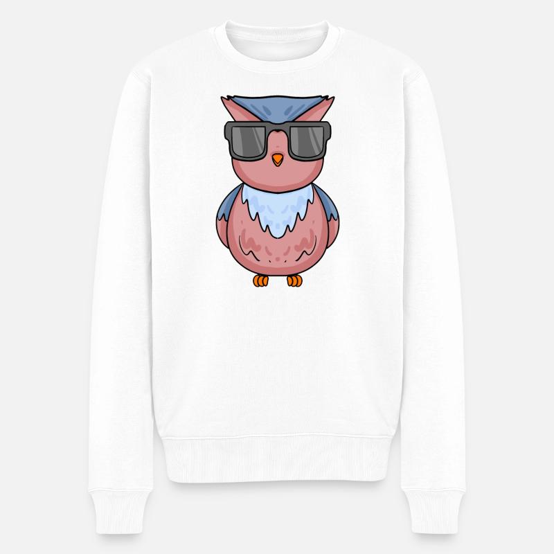 coole Eule mit Sonnenbrille - Männer Premium Bio Pullover - Weiß