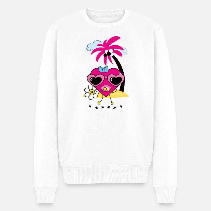 Herz auf Insel - Männer Premium Bio Pullover - Weiß