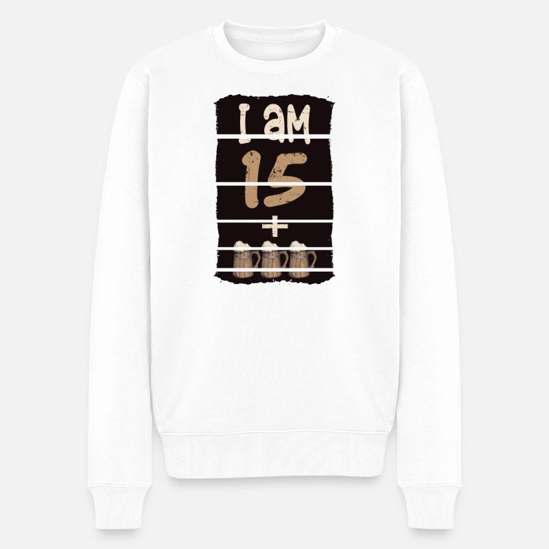 Ich bin Achtzehn - Männer Premium Bio Pullover - Weiß