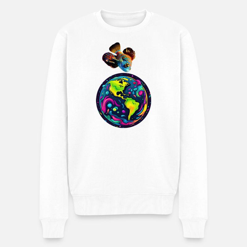 Le poisson et sa planète - Pull Premium bio Homme - blanc