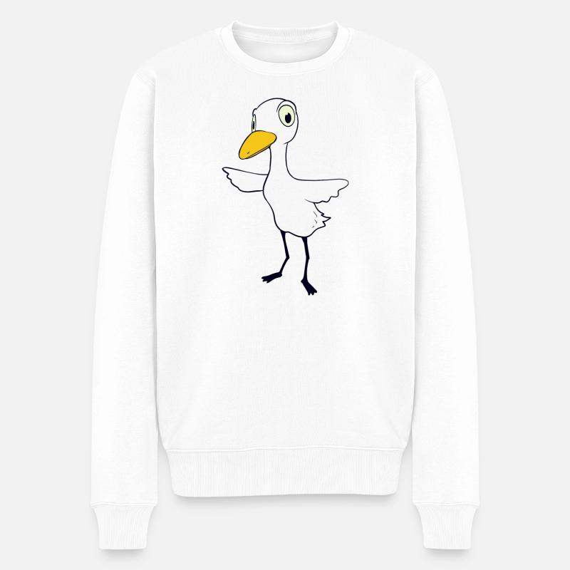 Skeptischer Vogel - Männer Premium Bio Pullover - Weiß