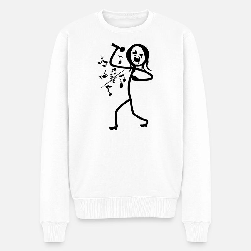 Chanteur de stickmen chantant fort - Pull Premium bio Homme - blanc