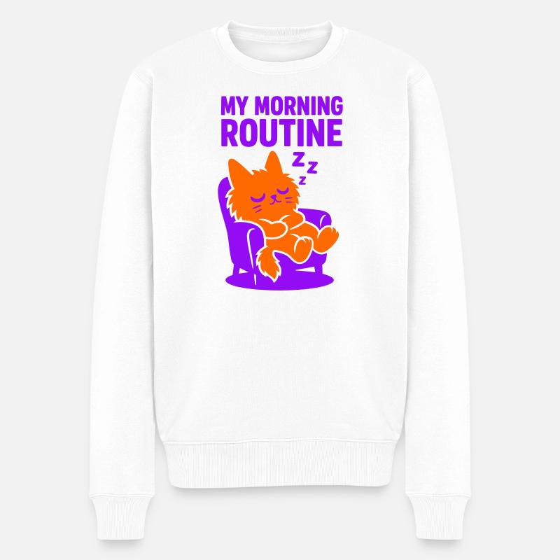 Routine matinale chat #1 - Pull Premium bio Homme - blanc