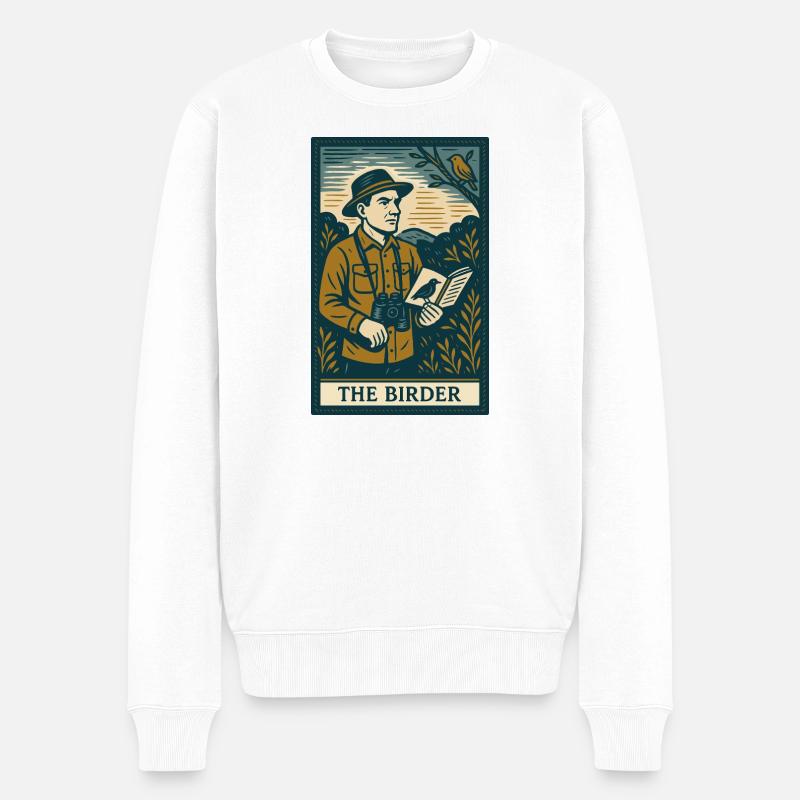 Die Vogelbeobachter-Illustration - Männer Premium Bio Pullover - Weiß