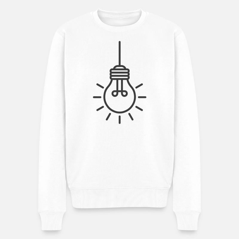 Icône de ligne d’ampoule suspendue - Pull Premium bio Homme - blanc