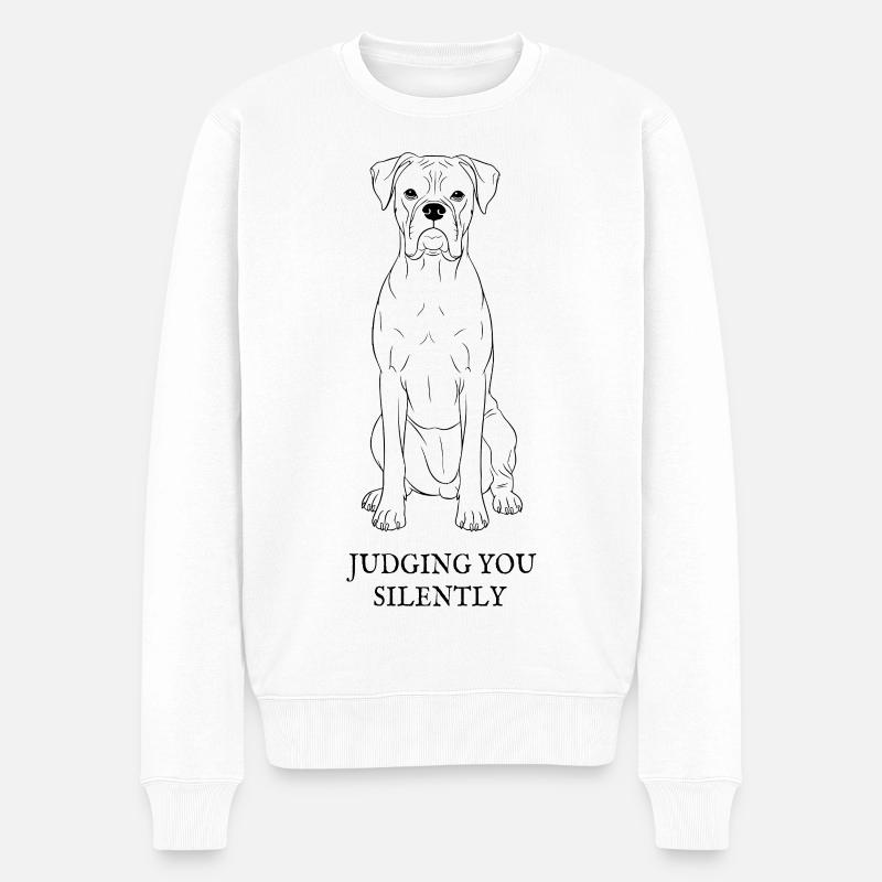 Boxer Judgmental Dog Design - Pull Premium bio Homme - blanc