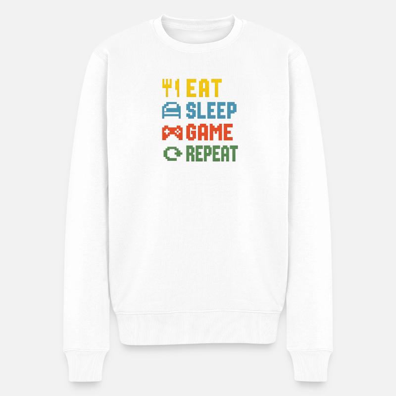 Manger dormir jeu Répéter - Pull Premium bio Homme - blanc