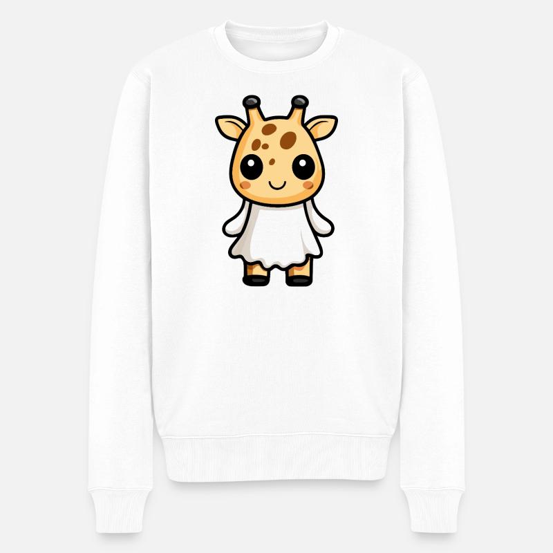 Giraffe Halloween Geist - Männer Premium Bio Pullover - Weiß