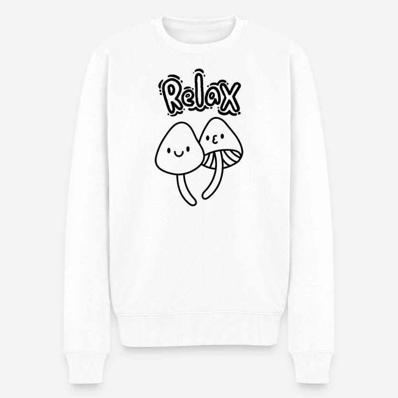 Pilze sammeln, Öko-Entspannung - Männer Premium Bio Pullover - Weiß