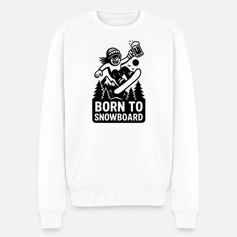 Né pour le snowboard - Pull Premium bio Homme - blanc