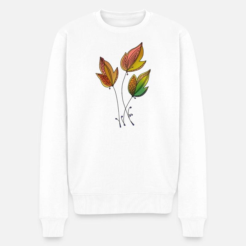 Blätter - Männer Premium Bio Pullover - Weiß