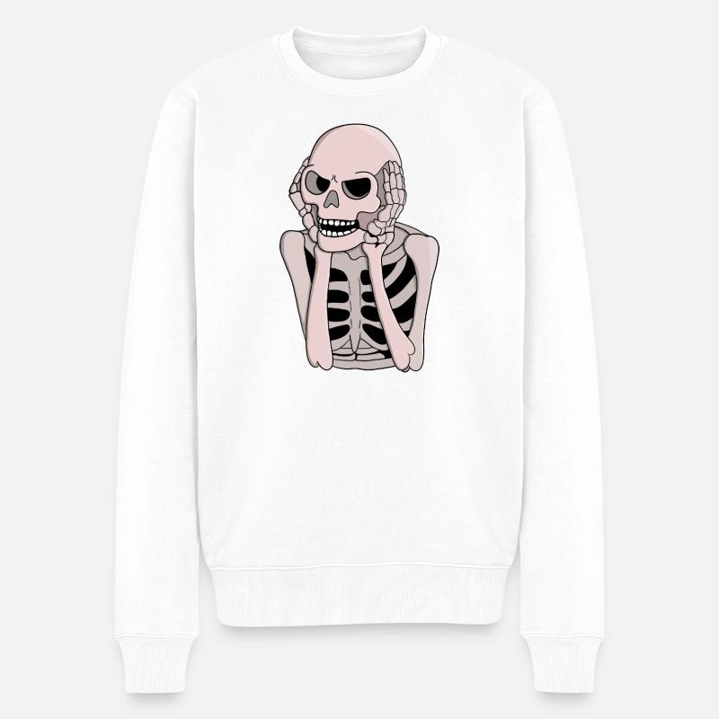 Ängstliche Skelettskizze - Männer Premium Bio Pullover - Weiß