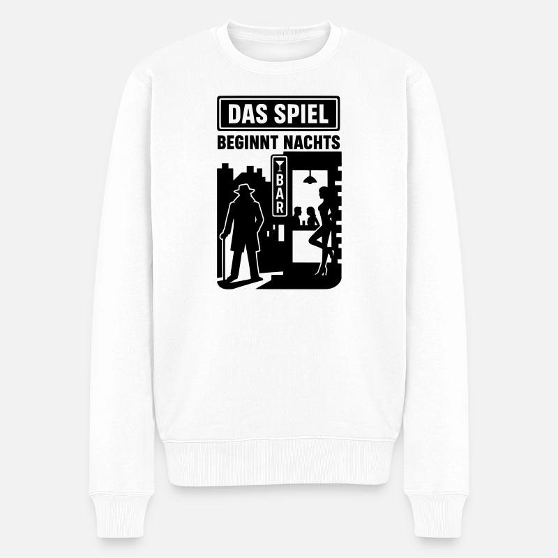Das Spiel beginnt Nachts  - Männer Premium Bio Pullover - Weiß
