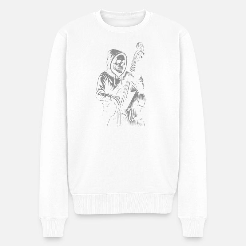 Jazz-Skelett-Serenade - Männer Premium Bio Pullover - Weiß