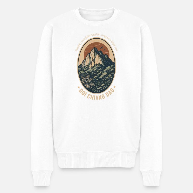 Doi Chiang Dao Berglandschaft   - Männer Premium Bio Pullover - Weiß