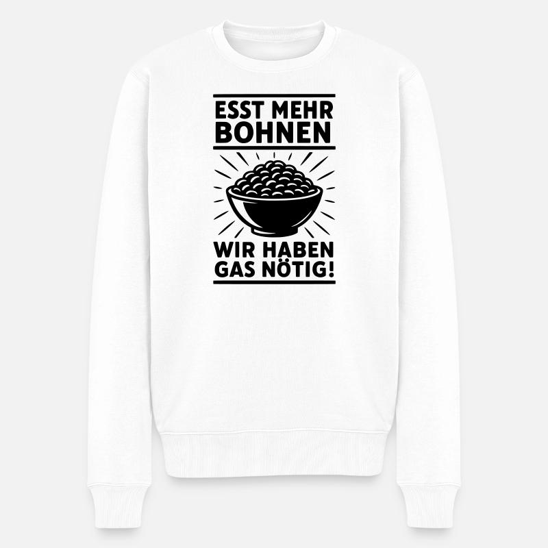 bohnen essen furzen gas - Männer Premium Bio Pullover - Weiß