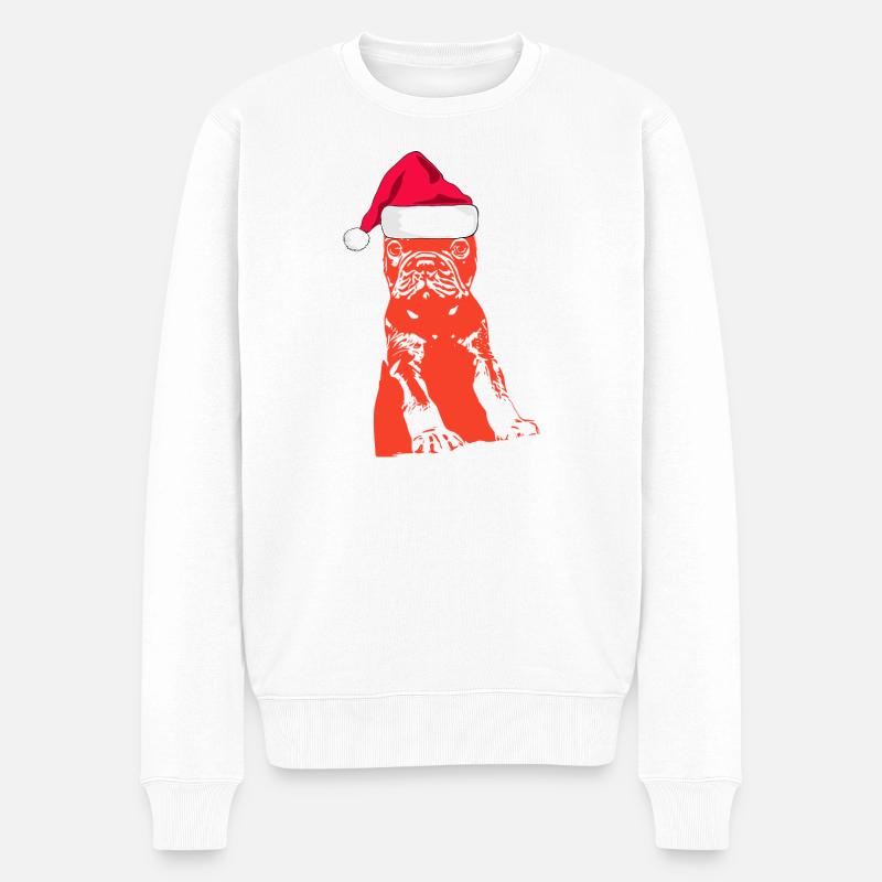 Bulldogge - Männer Premium Bio Pullover - Weiß