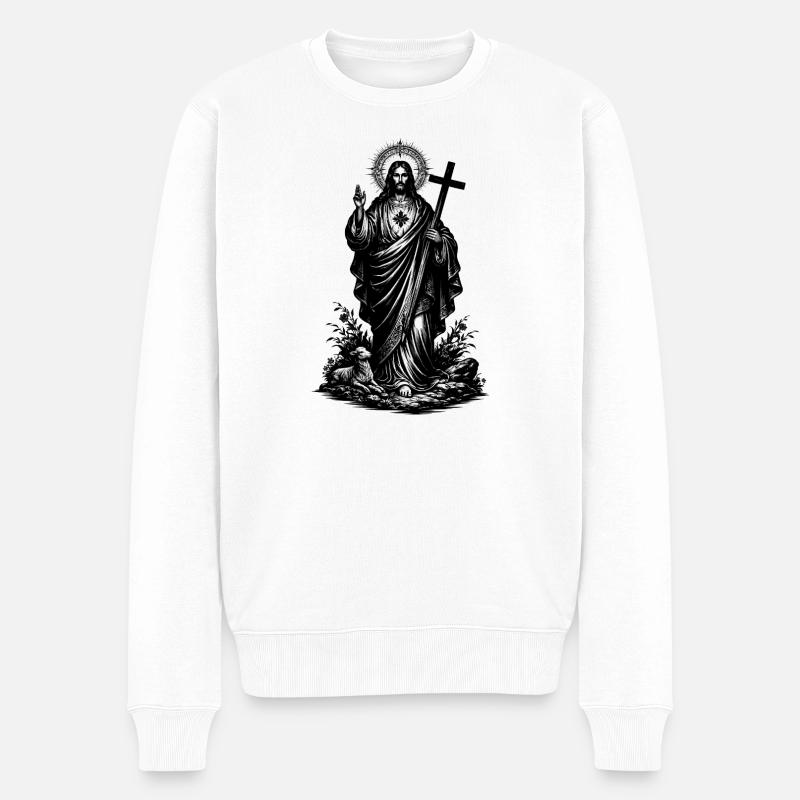  Jesus Christus - Männer Premium Bio Pullover - Weiß