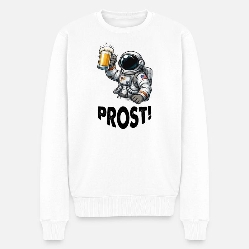 Astronaute avec un verre à bière - Pull Premium bio Homme - blanc