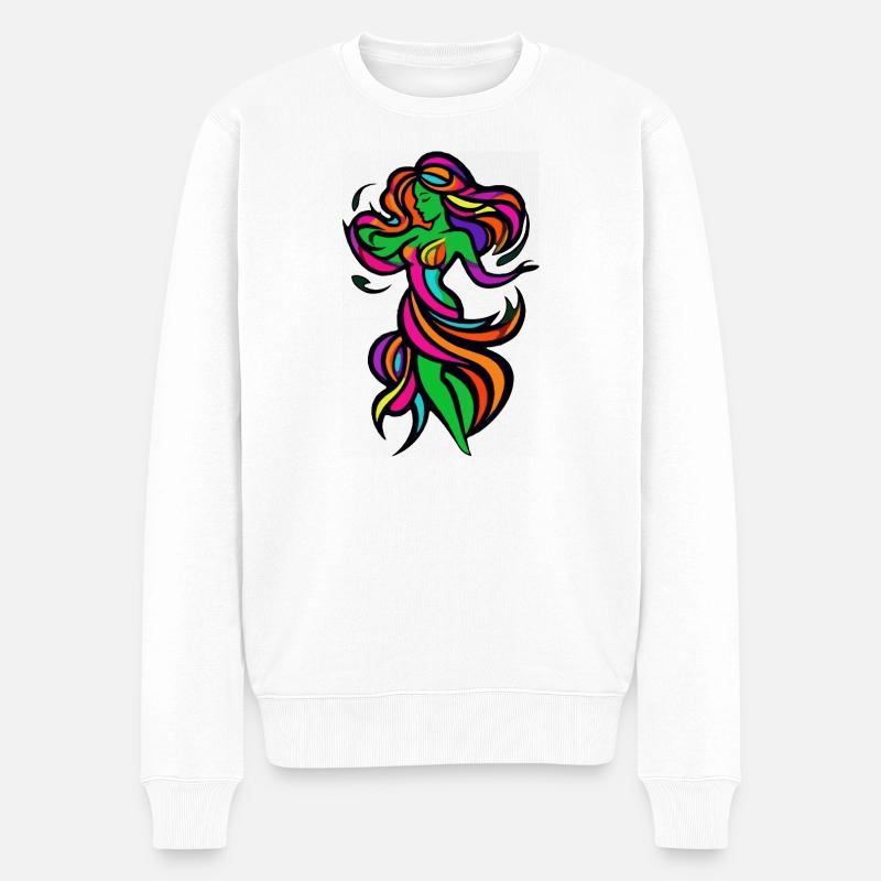 Bunte Tänzerin in Flammen - Männer Premium Bio Pullover - Weiß