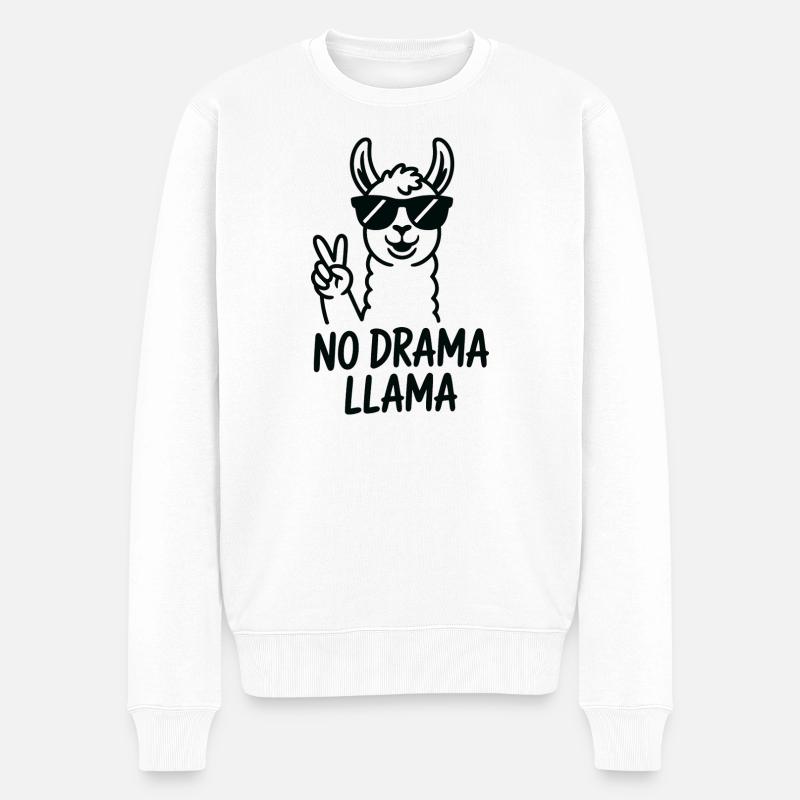 Signe de paix de Lama sans drame - Pull Premium bio Homme - blanc