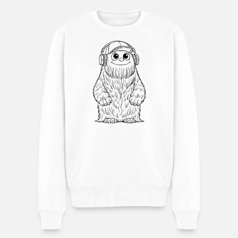 DJ Fluffo - Monster Fluffonster® schwarz - Männer Premium Bio Pullover - Weiß