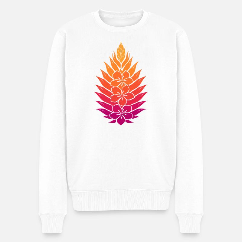 Regenbogen Lotus Mandala - Männer Premium Bio Pullover - Weiß