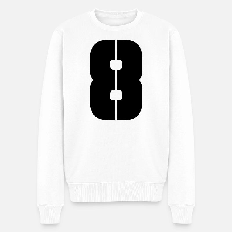 8 - Männer Premium Bio Pullover - Weiß