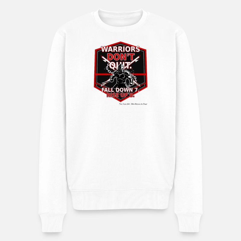 Kriegerischer Durchhaltewillen - Männer Premium Bio Pullover - Weiß