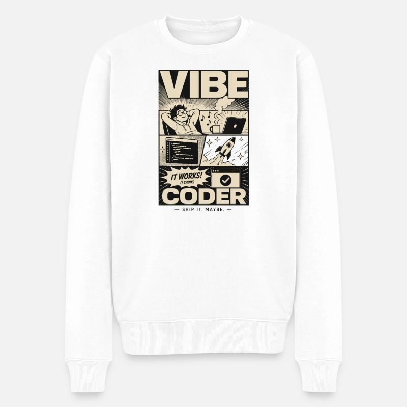 Vibe Coder Programmer Humor - Men's Premium Organic Jumper - white