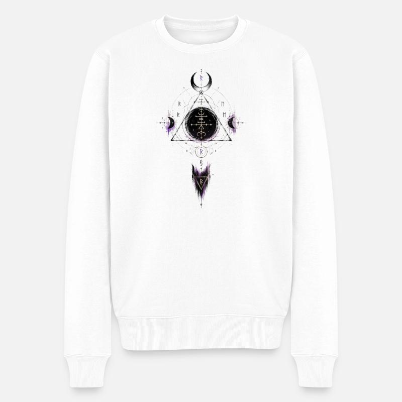 Mondgeometrisches Symbol - Männer Premium Bio Pullover - Weiß