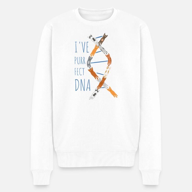 Ich habe purrfekte DNA - Männer Premium Bio Pullover - Weiß