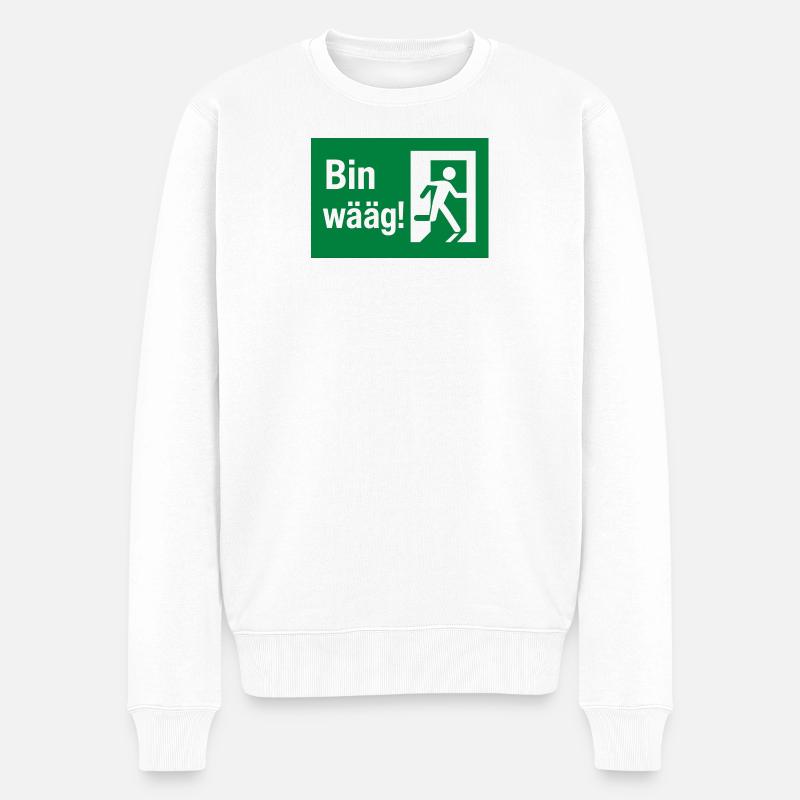 Bin wääg Exit Humour - Pull Premium bio Homme - blanc