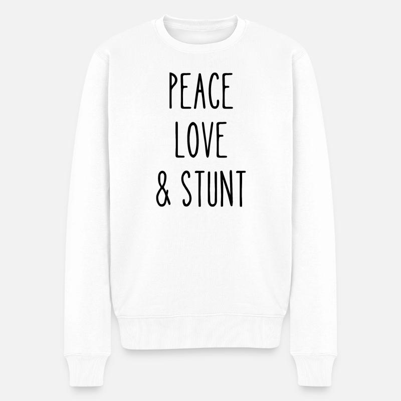 peace love stunt - Pull Premium bio Homme - blanc