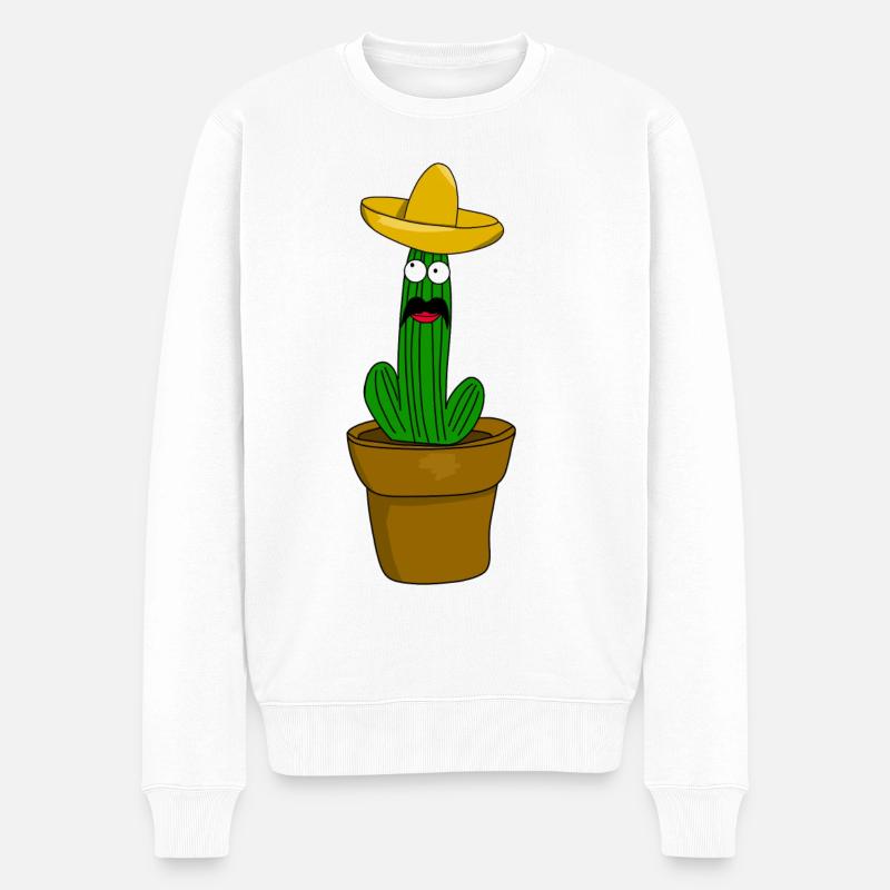 Kaktus Mexikaner - Männer Premium Bio Pullover - Weiß