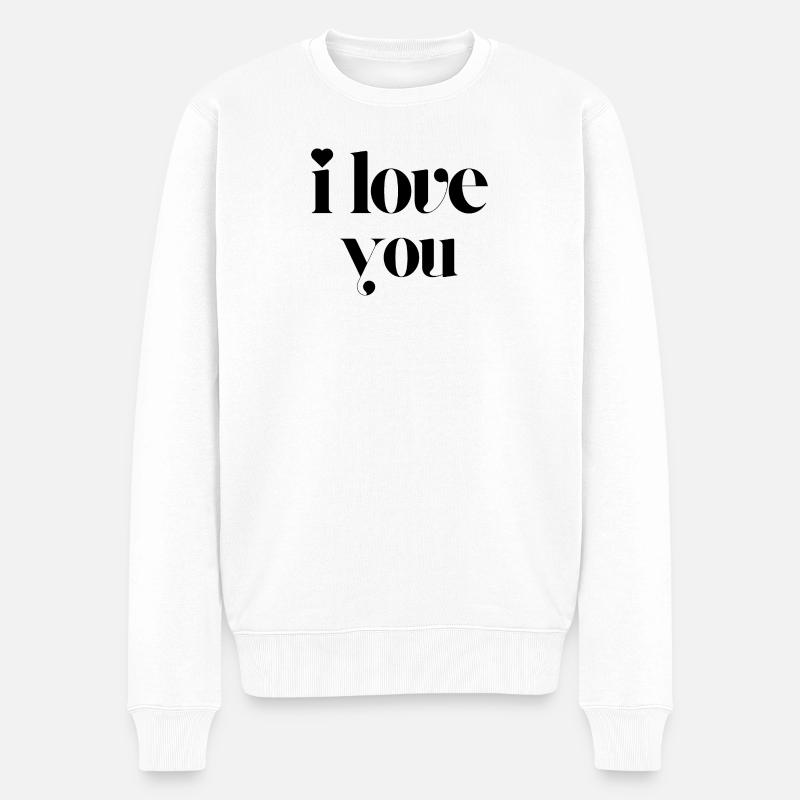 Ich liebe dich - Männer Premium Bio Pullover - Weiß