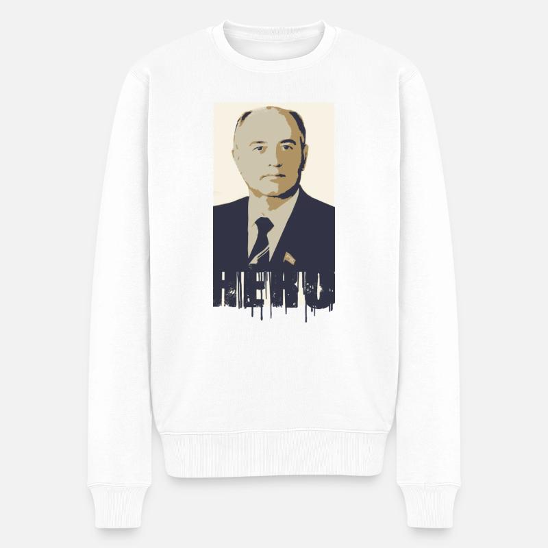héros,graffiti,Mikhaïl Gorbatchev,Gorbatchev - Pull Premium bio Homme - blanc
