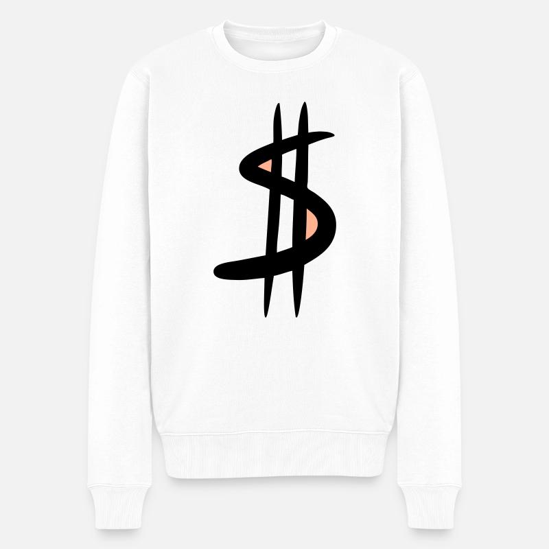 Dollarzeichen / $ Dollar Symbol, Zeichnung - Männer Premium Bio Pullover - Weiß