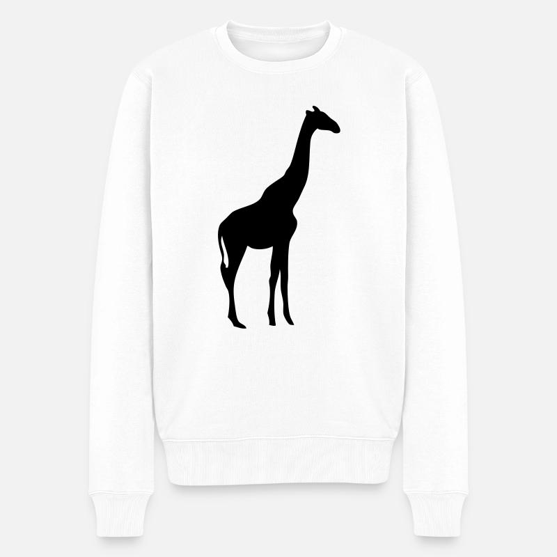 Giraffe Silhouette Schatten shadow5 - Männer Premium Bio Pullover - Weiß