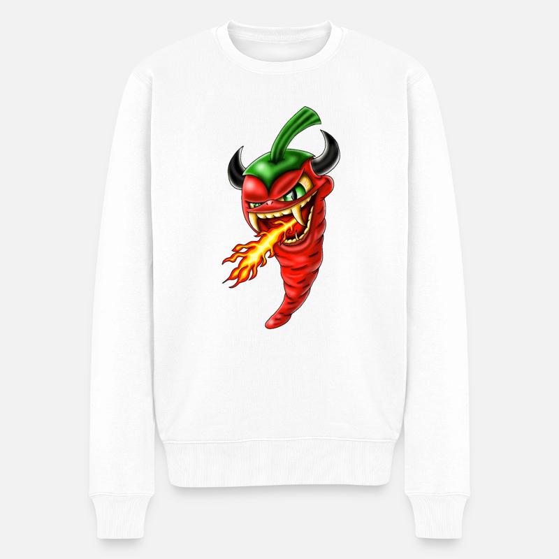 Chilli devil - Männer Premium Bio Pullover - Weiß
