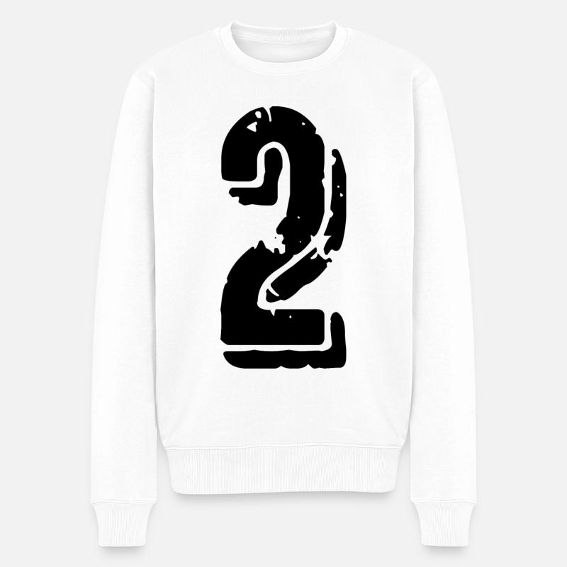 2 Zahl Trikot - Männer Premium Bio Pullover - Weiß