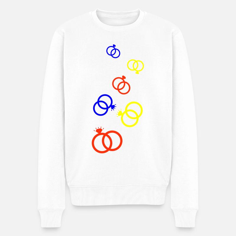 Eheringe Bunt Hochzeit - Männer Premium Bio Pullover - Weiß