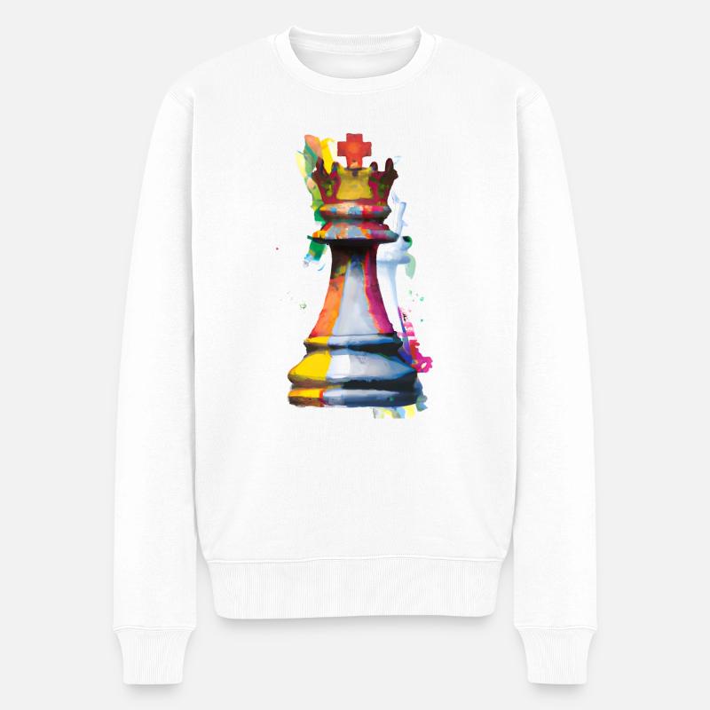 Kunst Schachfigur König - Männer Premium Bio Pullover - Weiß