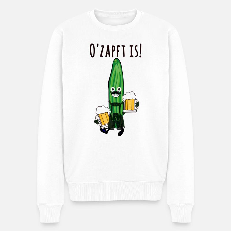 Gurke,Partygurke,Bier, o'zapft is - Männer Premium Bio Pullover - Weiß