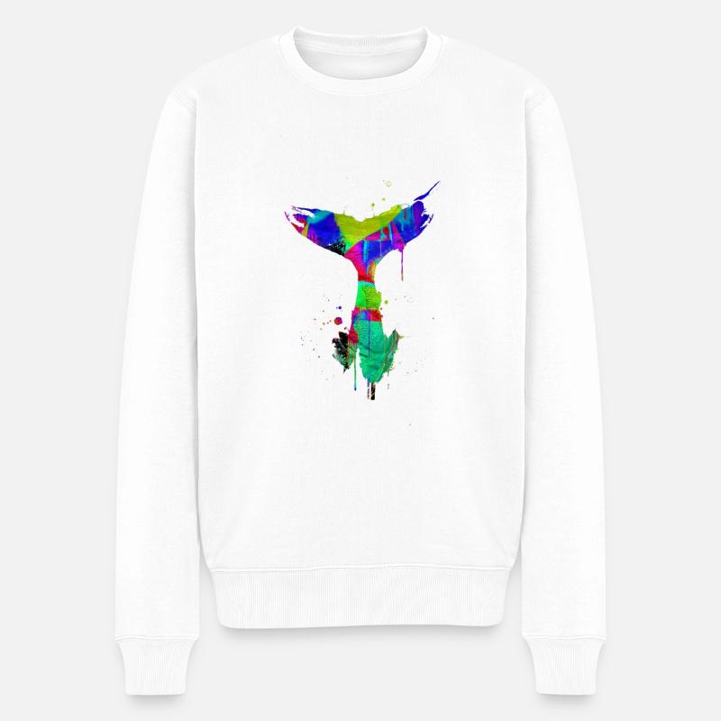 aileron de baleine, aileron, baleine, baleine, graffiti - Pull Premium bio Homme - blanc